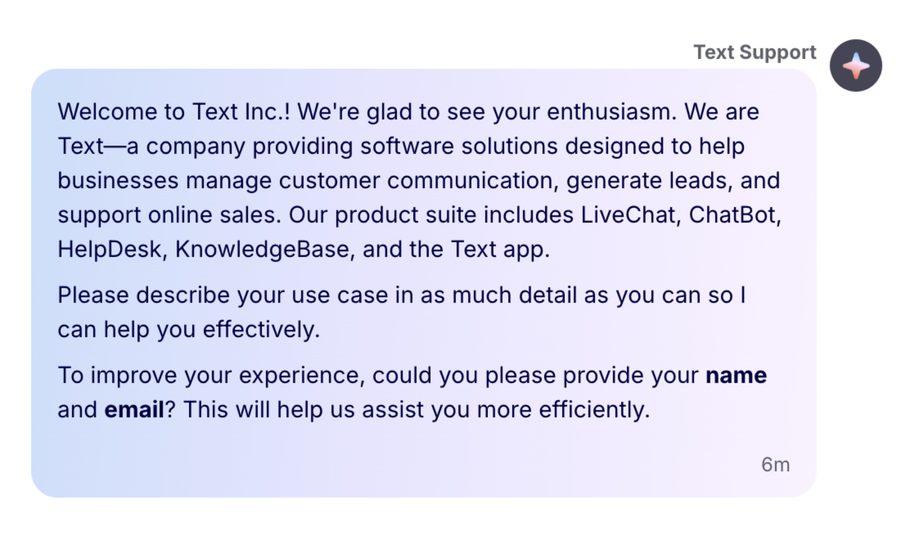 AI Agent before — padded welcome-back response